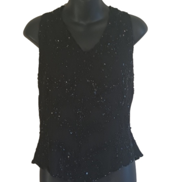 J Kara Tops - JKARA beaded black zip up cocktail style top.Size medium. Whimsy Goth.